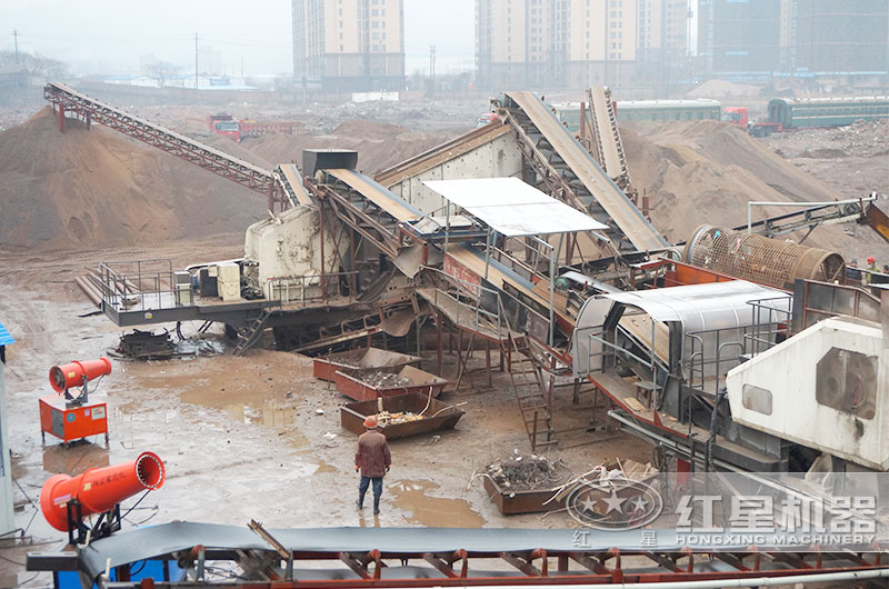 湖南株洲時(shí)產(chǎn)200噸環(huán)保建筑垃圾破碎全局圖